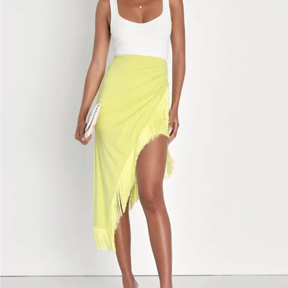 O'Neill Asymmetrical Yellow Fringe Skirt